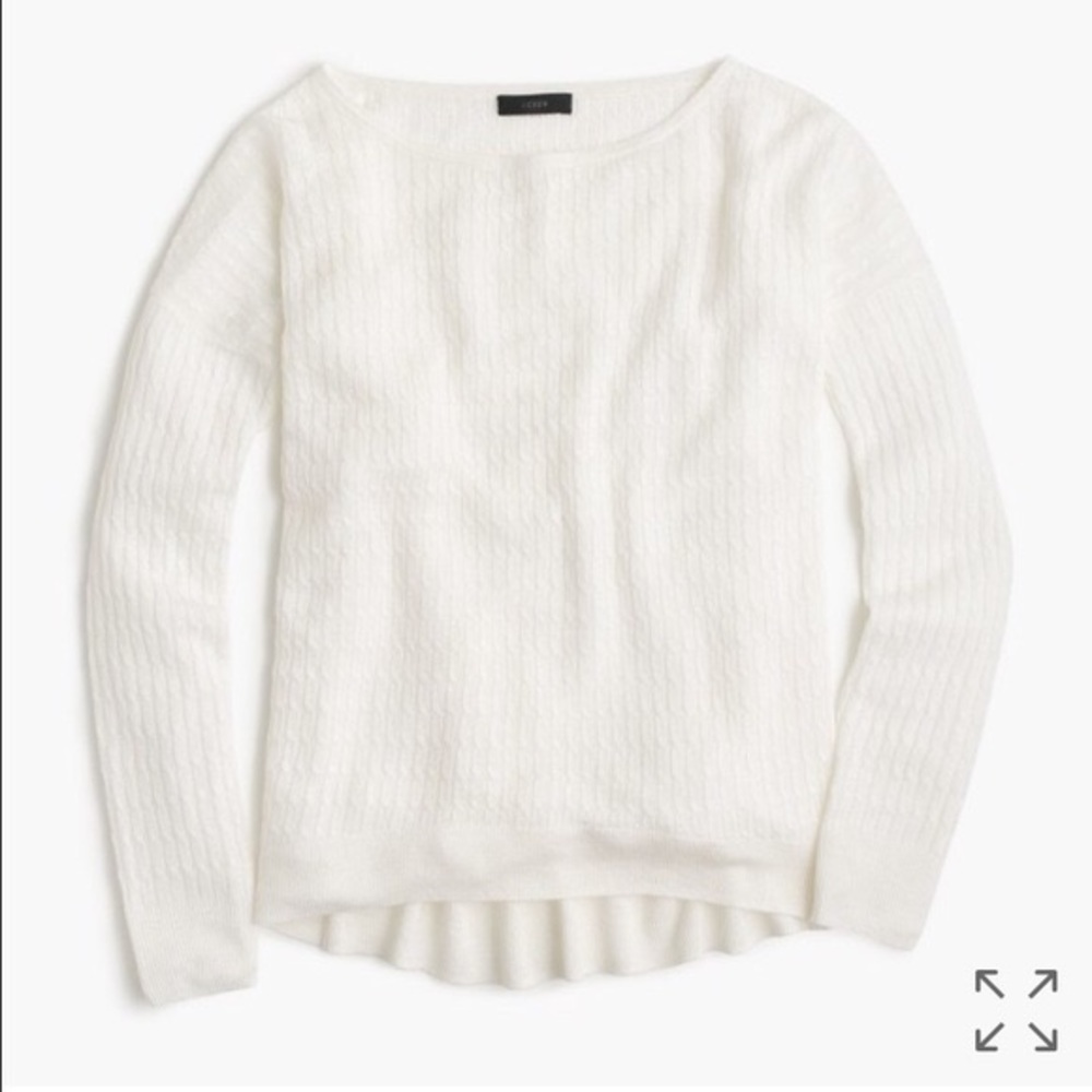 J Crew white cable sweater